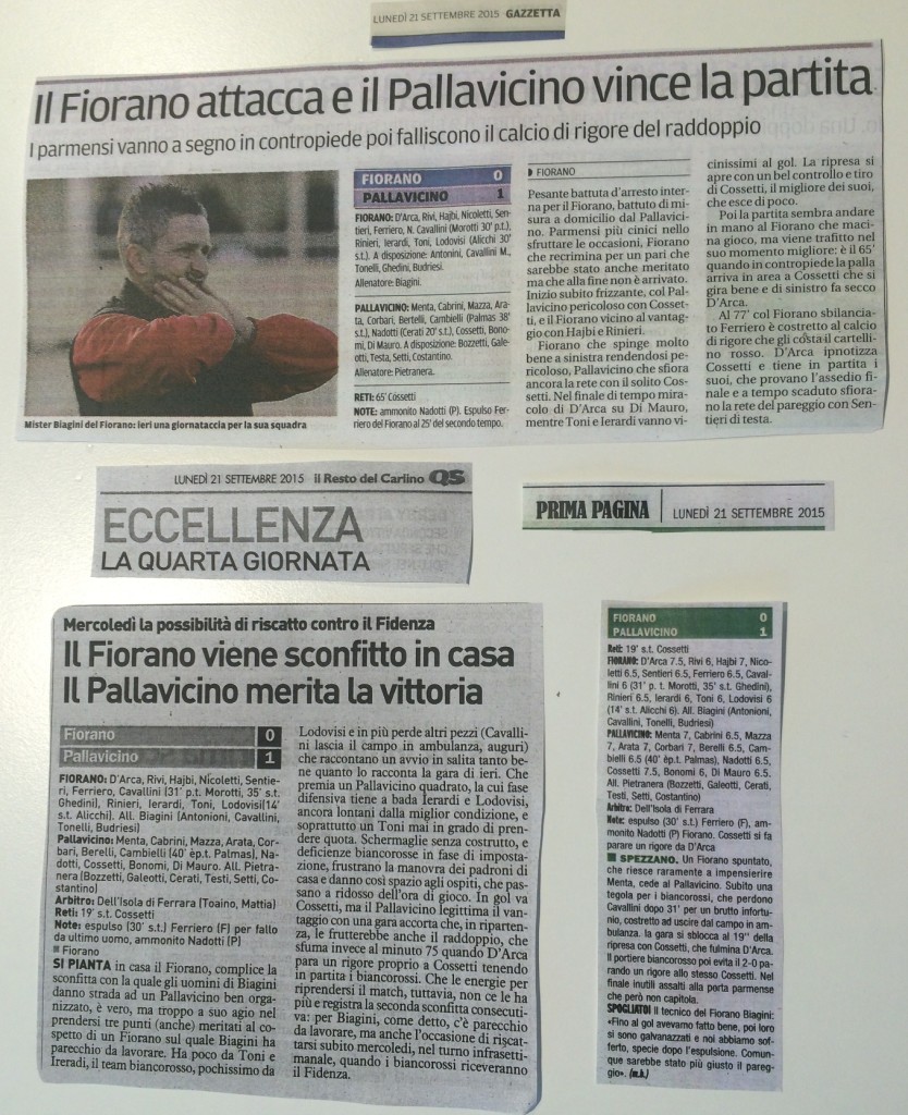 Rassegna Stampa 21 Settembre 2015 (A.C. Fiorano)